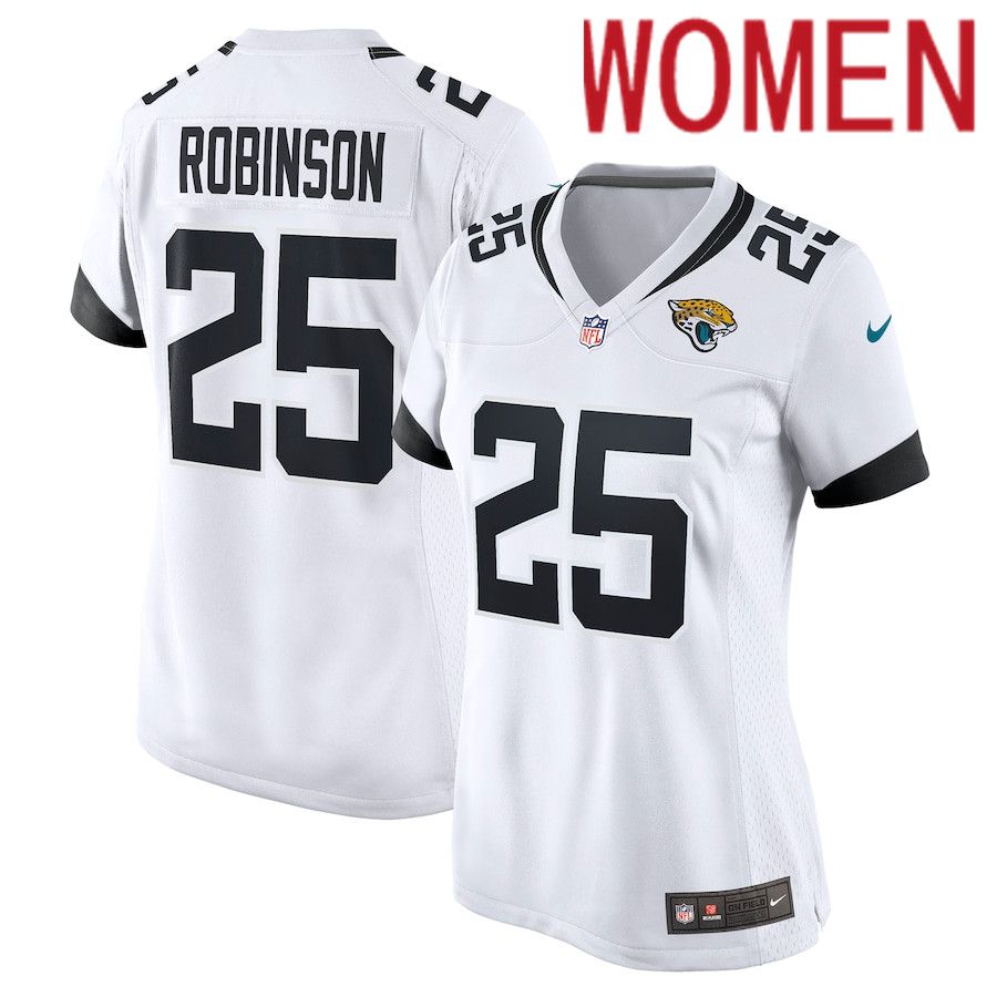 Women Jacksonville Jaguars 25 James Robinson Nike White Game NFL Jersey